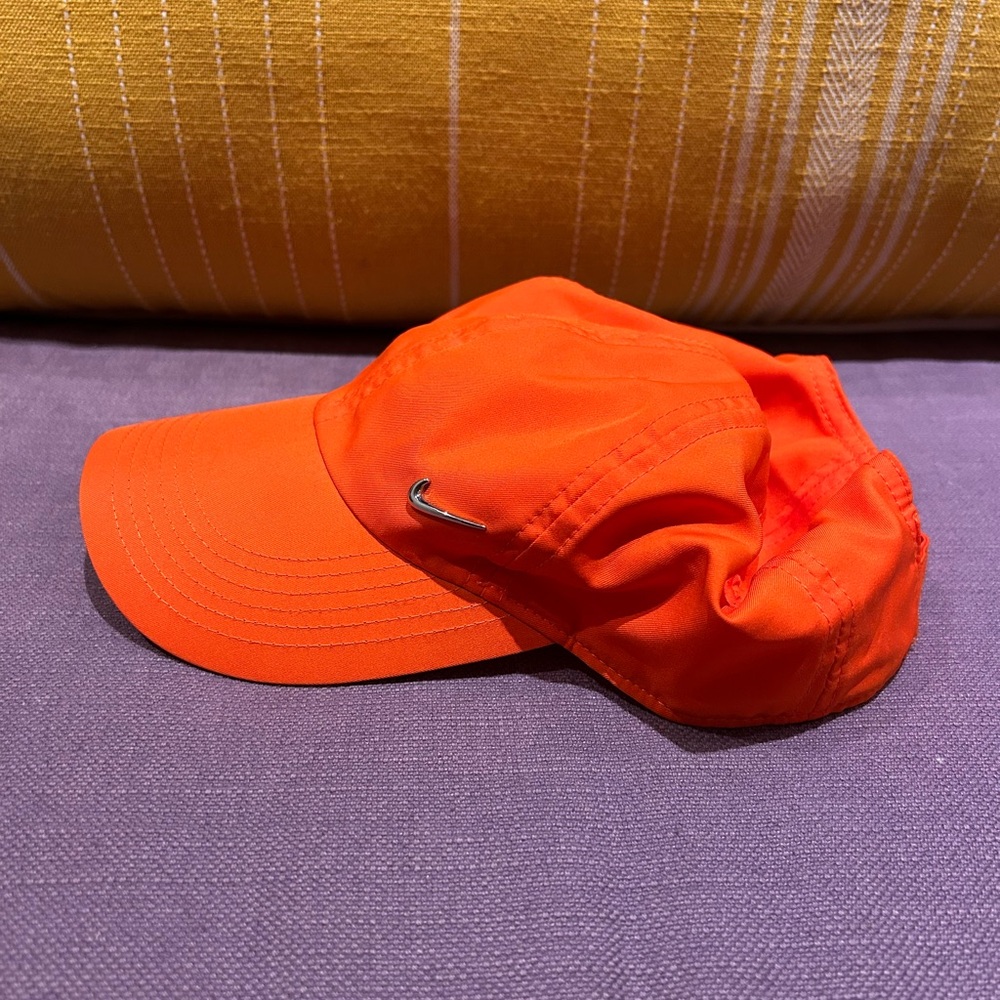 Nike Heritage86 Metal Swoosh cap in a bright orange or "kumquat" color - Picture 2 of 4
